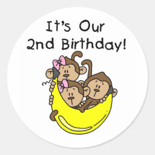 Triplets 2nd - Two Girls and a Boy Classic Round Sticker