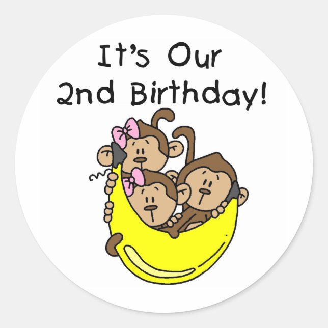 Triplets 2nd - Two Girls and a Boy Classic Round Sticker (Front)