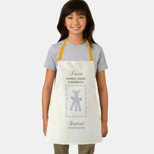 Triplets Baptism on Yellow 3 Crosses Personalized Apron
