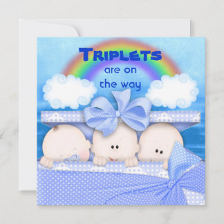 Triplets BOY Baby Shower Invitation