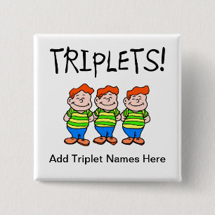 Triplets (Boys) 2 Inch Square Button