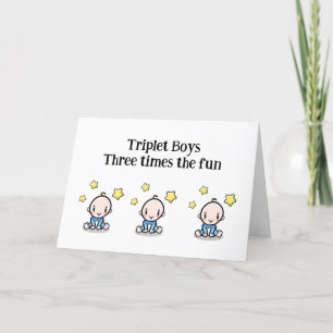 Triplets Congratulations Card, 3 triplet boys, Thank You Card