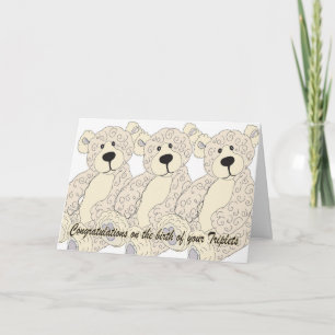 Triplets Congratulations Teddy Bear in creams Card