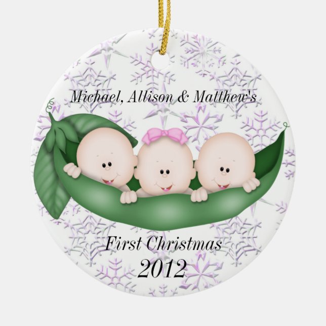 Triplets First Christmas Ornament (Front)