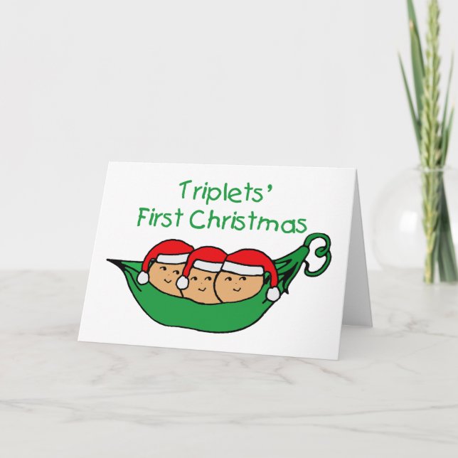 Triplets First Christmas - Pod (no date) Holiday Card (Front)