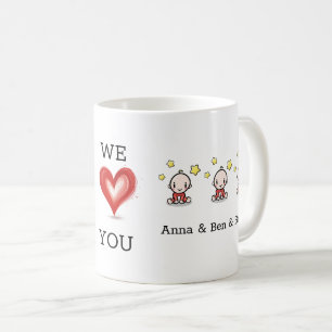 Triplets Gift, We Love You Mom, Customize,  Coffee Mug