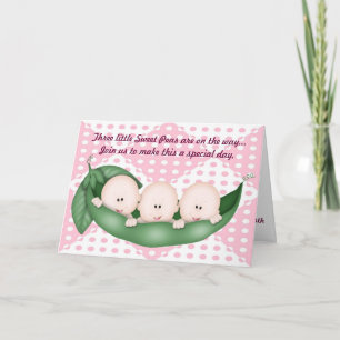 Triplets Girl Baby Shower Pea in a Pod Invitation