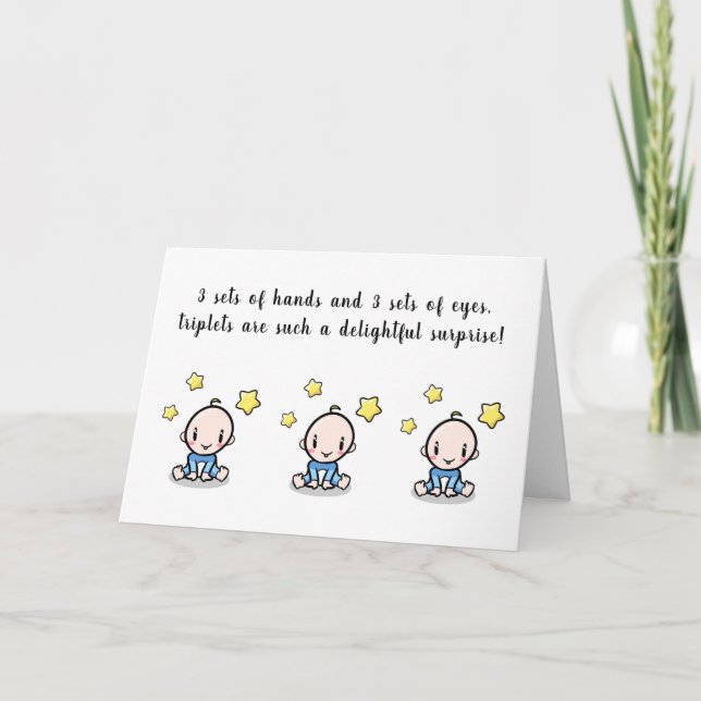 Triplets Greeting Card, Welcome Triplet Babys Card (Front)