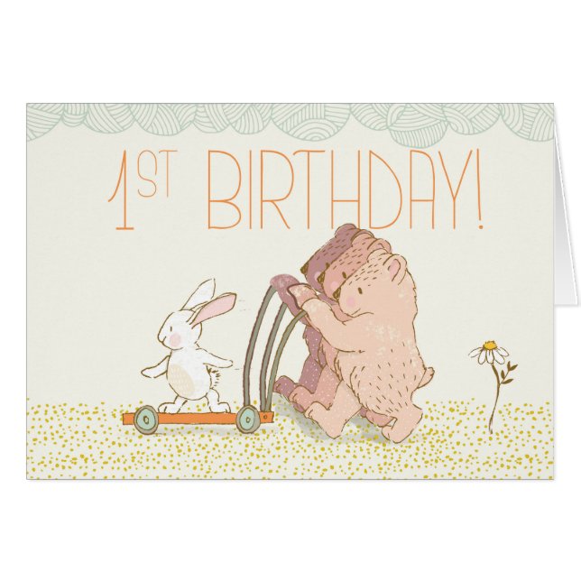 Triplets Premier anniversaire Promenade Ours et la (Devant horizontal)