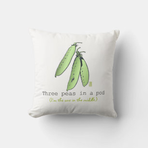 Triplets Three Peas in a Pod 16x16 Throw Pillow
