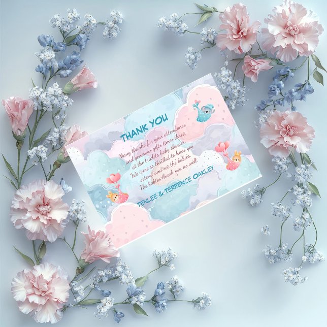 Triplets Two Girls and A Boy Thank You Card (Creator Uploaded)