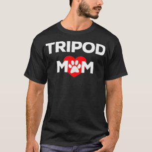 Tripod Mom 3Legged Dog Paw Amputee Love and Hearts T-Shirt