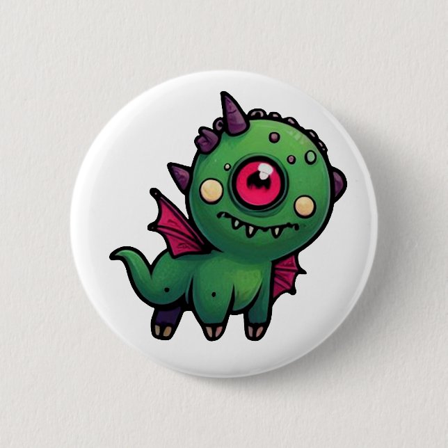 Tripod the Misfit Monster Button – Quirky One-Eye (Front)