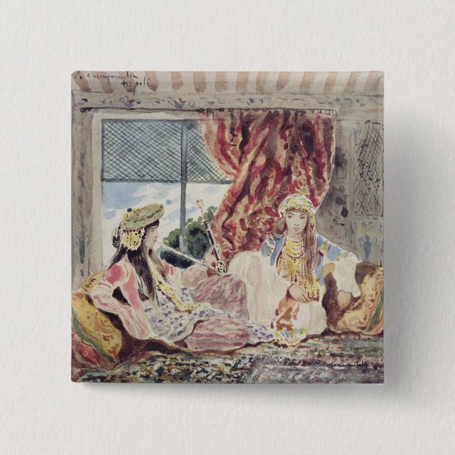 Tripoli, a Harem 2 Inch Square Button (Front)