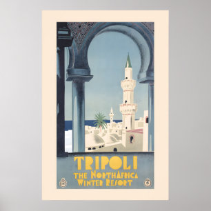 Tripoli Africa Libya 1930s Vintage Style Travel Poster