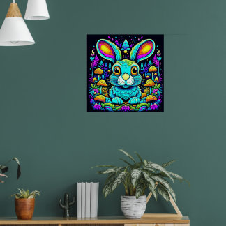 Tripped Out Shroom Rabbit Poster