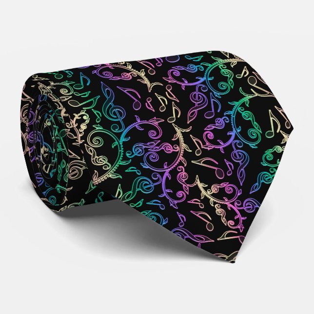 Tripping Music Notes n Clefs Colourful Gradient Tie (Rolled)