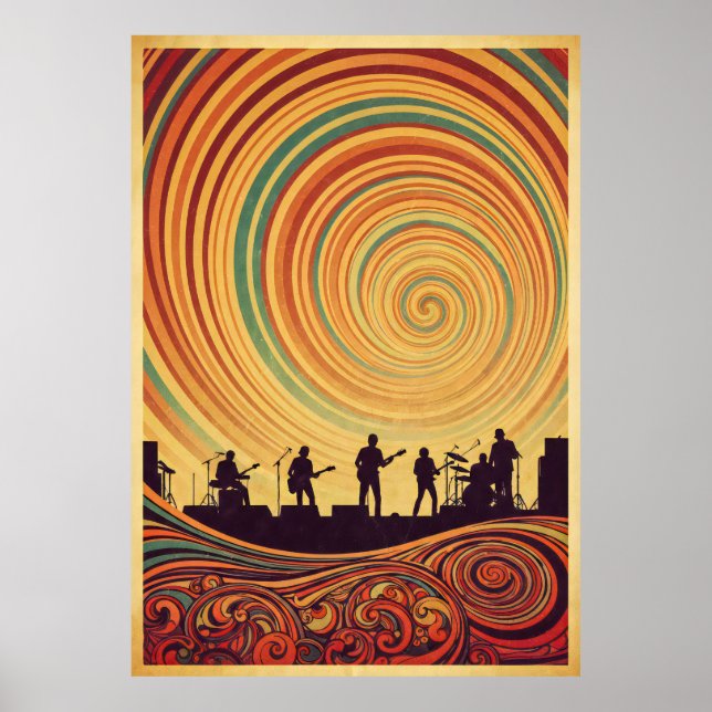 Trippy 70s Psychedelic Concert Poster Retro Artwor (Front)