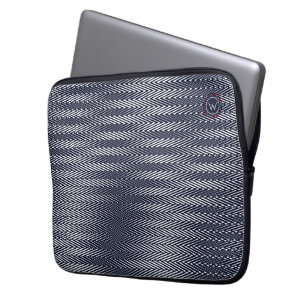 Trippy Abstract Black & White Stripes Rad Monogram Laptop Sleeve