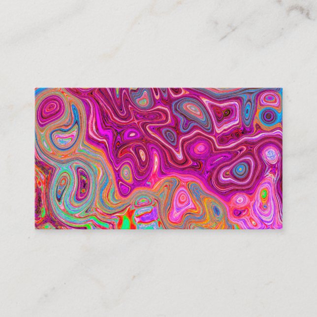 Trippy Abstract Magenta Rainbow Colours Retro Art Business Card (Front)