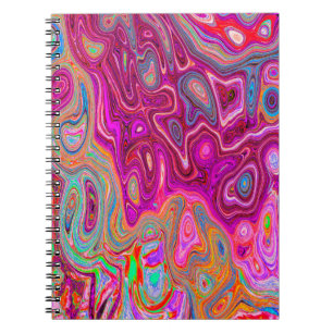 Trippy Abstract Magenta Rainbow Colours Retro Art Notebook
