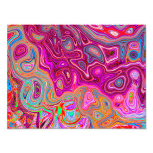 Trippy Abstract Magenta Rainbow Colours Retro Art Photo Print