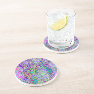 Trippy Abstract Pink and Purple Flowers Coaster
