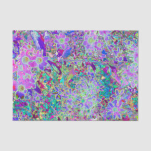 Trippy Abstract Pink and Purple Flowers Tissue Paper