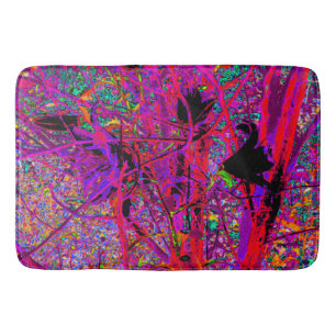 Trippy Abstract Rainbow Oriental Lily Flowers Bath Mat