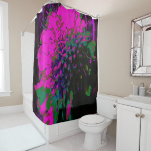 Trippy Abstract Retro Hot Pink and Black Flower