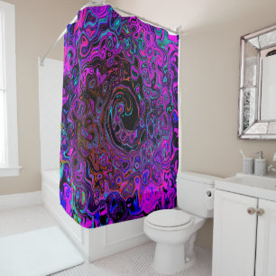 Trippy Black and Magenta Retro Liquid Swirl