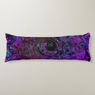 Trippy Black and Magenta Retro Liquid Swirl Body Pillow