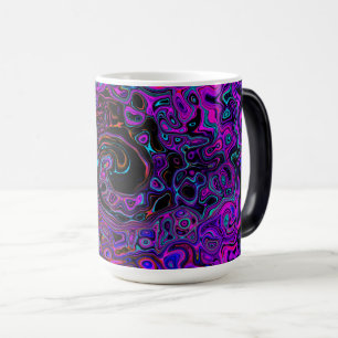 Trippy Black and Magenta Retro Liquid Swirl Magic Mug