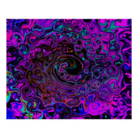 Trippy Black and Magenta Retro Liquid Swirl