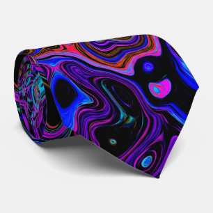 Trippy Black and Magenta Retro Liquid Swirl Tie