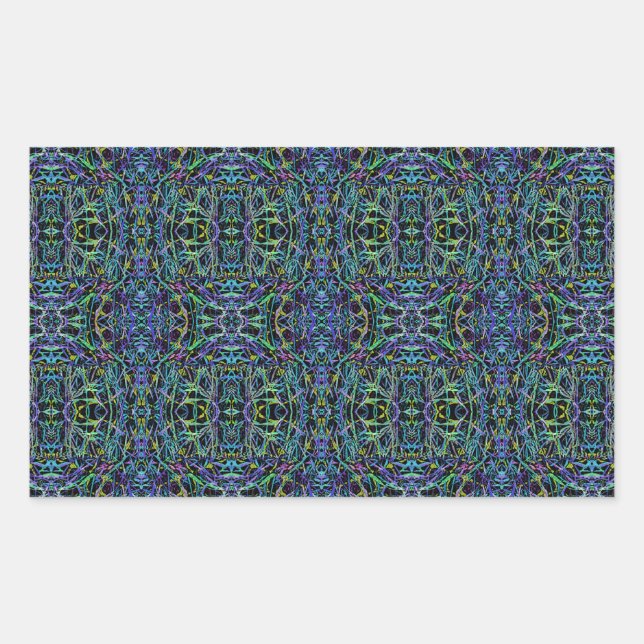 Trippy Blue Green Quilt Geometric Sticker (Front)