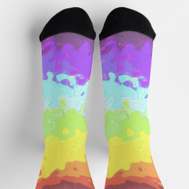 Trippy Boho Groovy Abstract Neurogender Pride Flag Socks (Top)