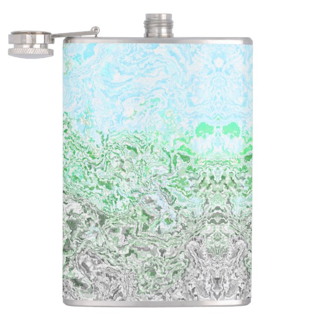 Trippy Boho Groovy Grungy Autoromantic Pride Flag Hip Flask (Opened)