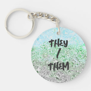 Trippy Boho Groovy Grungy Autoromantic Pride Flag Keychain