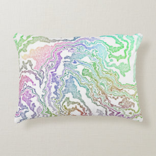 Trippy Boho Marbled Colourful Rainbow Abstract Accent Pillow