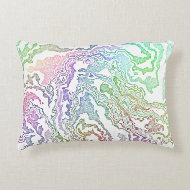 Trippy Boho Marbled Colourful Rainbow Abstract Accent Pillow (Front)