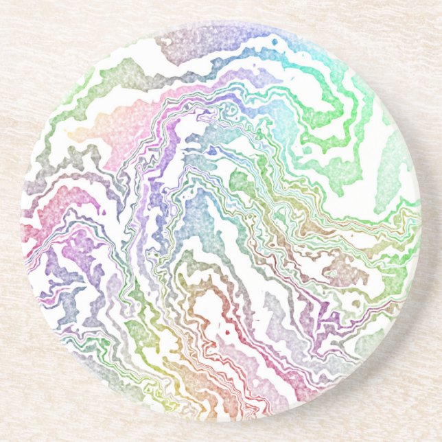 Trippy Boho Marbled Colourful Rainbow Abstract Coaster (Front)