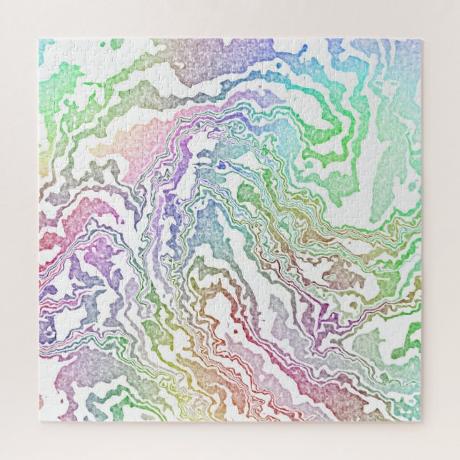 Trippy Boho Marbled Colourful Rainbow Abstract Jigsaw Puzzle (Vertical)