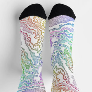 Trippy Boho Marbled Colourful Rainbow Abstract Socks