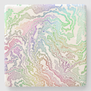 Trippy Boho Marbled Colourful Rainbow Abstract Stone Coaster