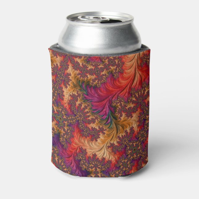 Trippy Bright Dazzling Branching Abstract Fractal Can Cooler (Can Back)