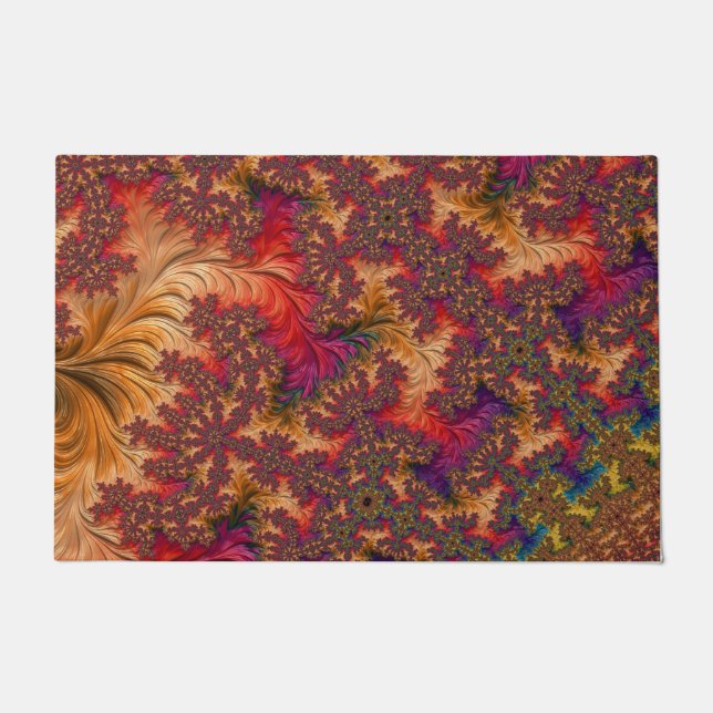 Trippy Bright Dazzling Branching Abstract Fractal Doormat (Front)