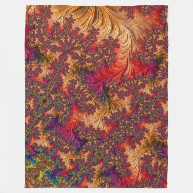 Trippy Bright Dazzling Branching Abstract Fractal Fleece Blanket (Front)