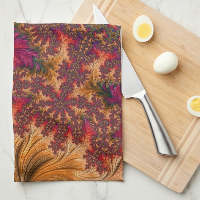 Trippy Bright Dazzling Branching Abstract Fractal Kitchen Towel (Quarter Fold)