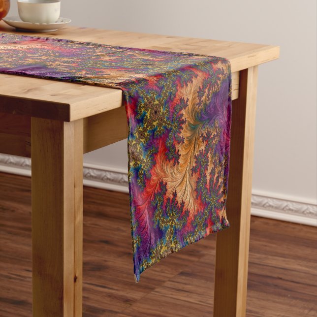 Trippy Bright Dazzling Branching Abstract Fractal Short Table Runner (In Situ)